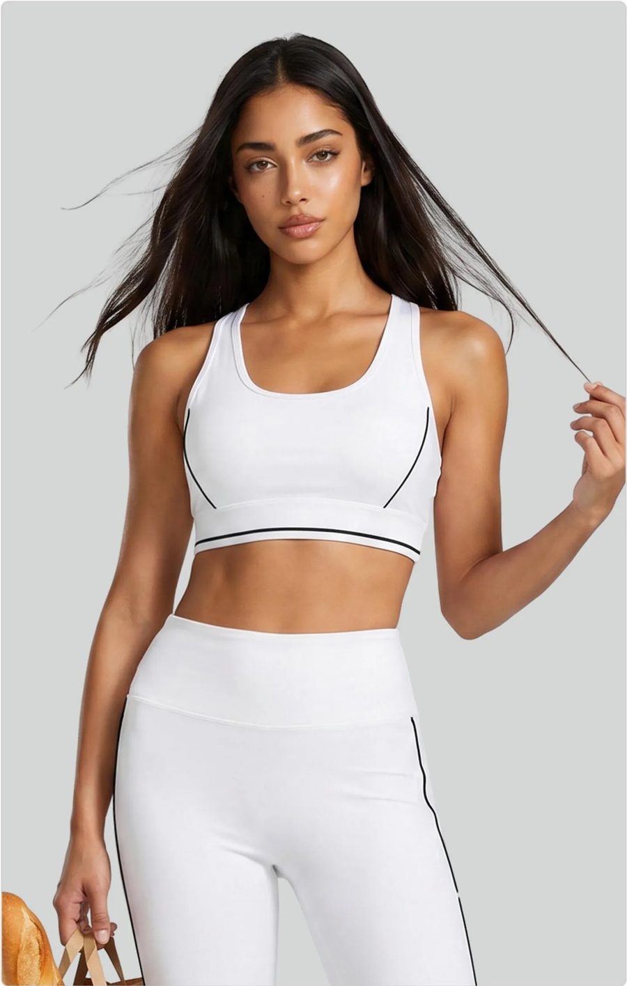 Contrast-Piping Racerback Sports Bra
