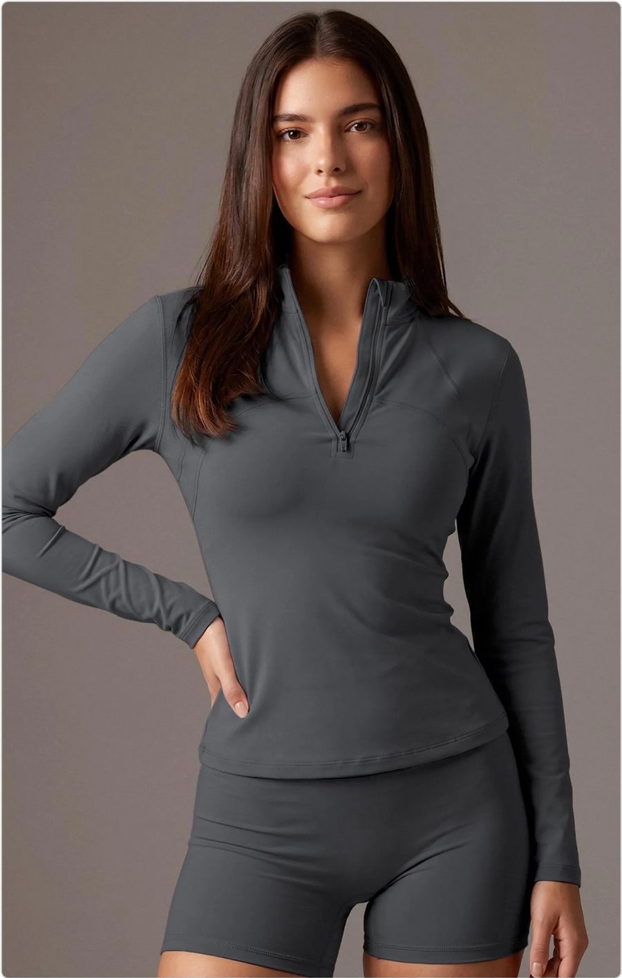 Half-Zip Long-Sleeve Top